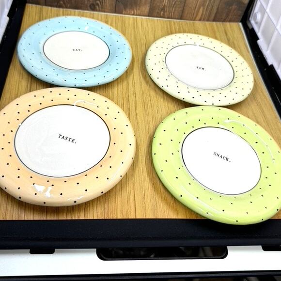 RAY DUNN Set Of 4 Artisan Coll. Dessert Plates, Pastels, Yum, Taste, Snack, Eat - Picture 1 of 8